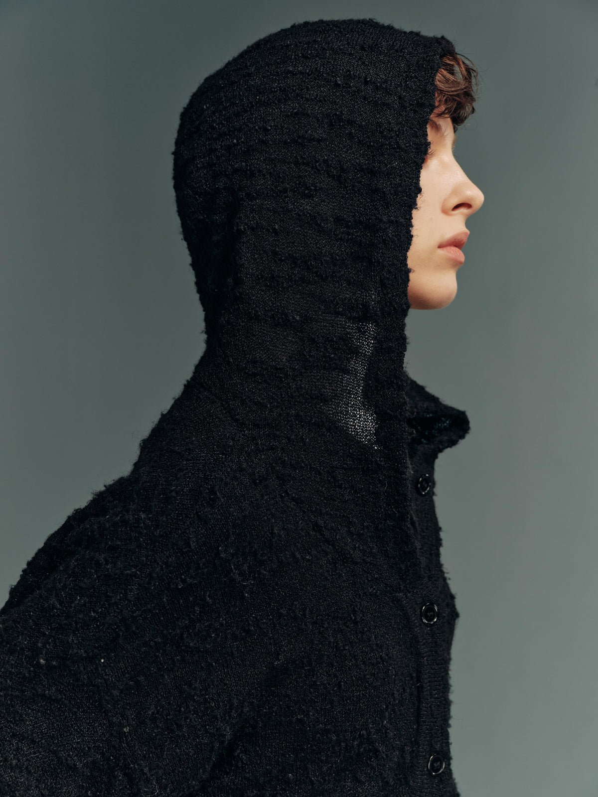 Textured Wool-Blend Open-Knit Hooded Cardigan Sweater