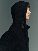 Textured Wool-Blend Open-Knit Hooded Cardigan Sweater